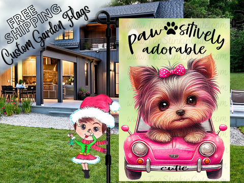 Custom Personalized Dog Garden Flag|Pet Garden Flag|Yorkie Terrier |Funny Dog Flags|Dog Welcome Flag|Terrior Flag Dog|Custom Pet Garden Flag