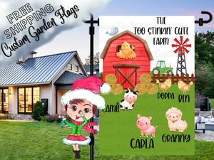 Custom Personalized Farm Animal Barnyard Garden Flag|Barn Flag|Farm Animal Flag|Barnyard Flag|Farm Life Flag|Ranch Flag|Farmhouse Flag
