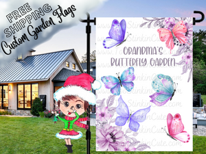 Custom Personalized Butterfly Garden Flag|Butterfly Flag|Spring Garden Flag|Butterfly Welcome Flag|Grandma Garden Flag|Spring Flag|Grandkid