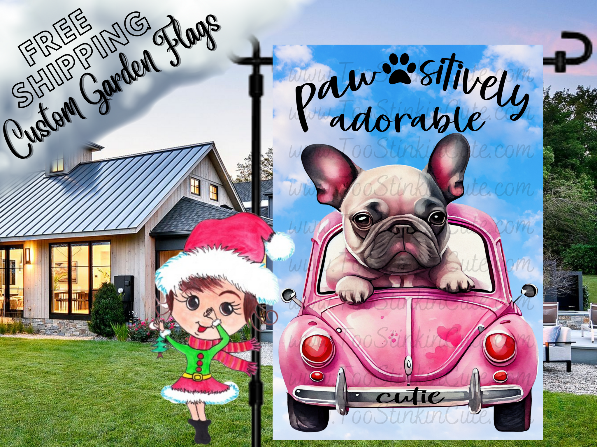 Custom Personalized Dog Garden Flag|Pet Garden Flag|Boston Terrior Flag|Funny Dog Flags|Dog Welcome Flag|Garden Dog|Custom Pet Garden Flag