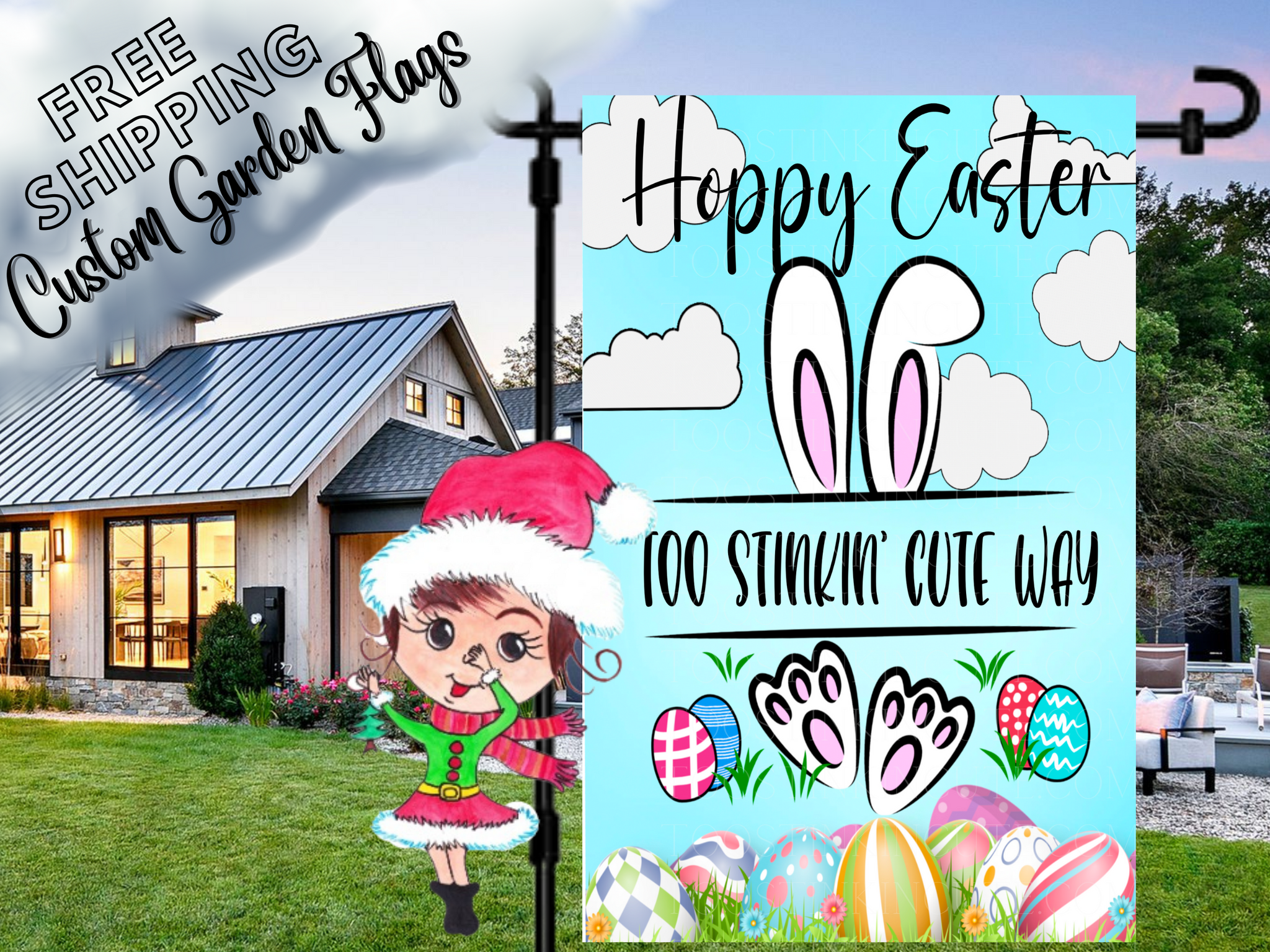 Custom Easter Flag,Spring Garden Flag,Address Flag,Family Name Flag,Custom Garden Flag,Easter Bunny Flag,Easter Egg Flag,Easter Family Flag