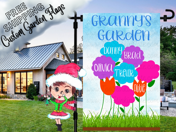 Personalized Grandma's Grandkid Garden Flag|Grandma Garden Flag|Grandchildren Garden Flag|Grandkid Name Flag|Grandma's Favorites Garden Flag