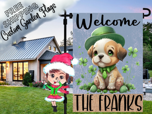 Personalized Custom St. Patricks Day Dog Flag|St Patricks Day Dog Garden Flag|Irish Flag|Pet Flag|Dog St Patricks Flag|Shamrock Pet Flag