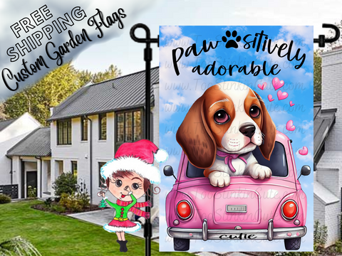 Custom Personalized Dog Garden Flag|Pet Garden Flag|Beagle Bassett Hound Dog Flags|Dog Welcome Flag|Garden Dog|Custom Pet Garden Flag