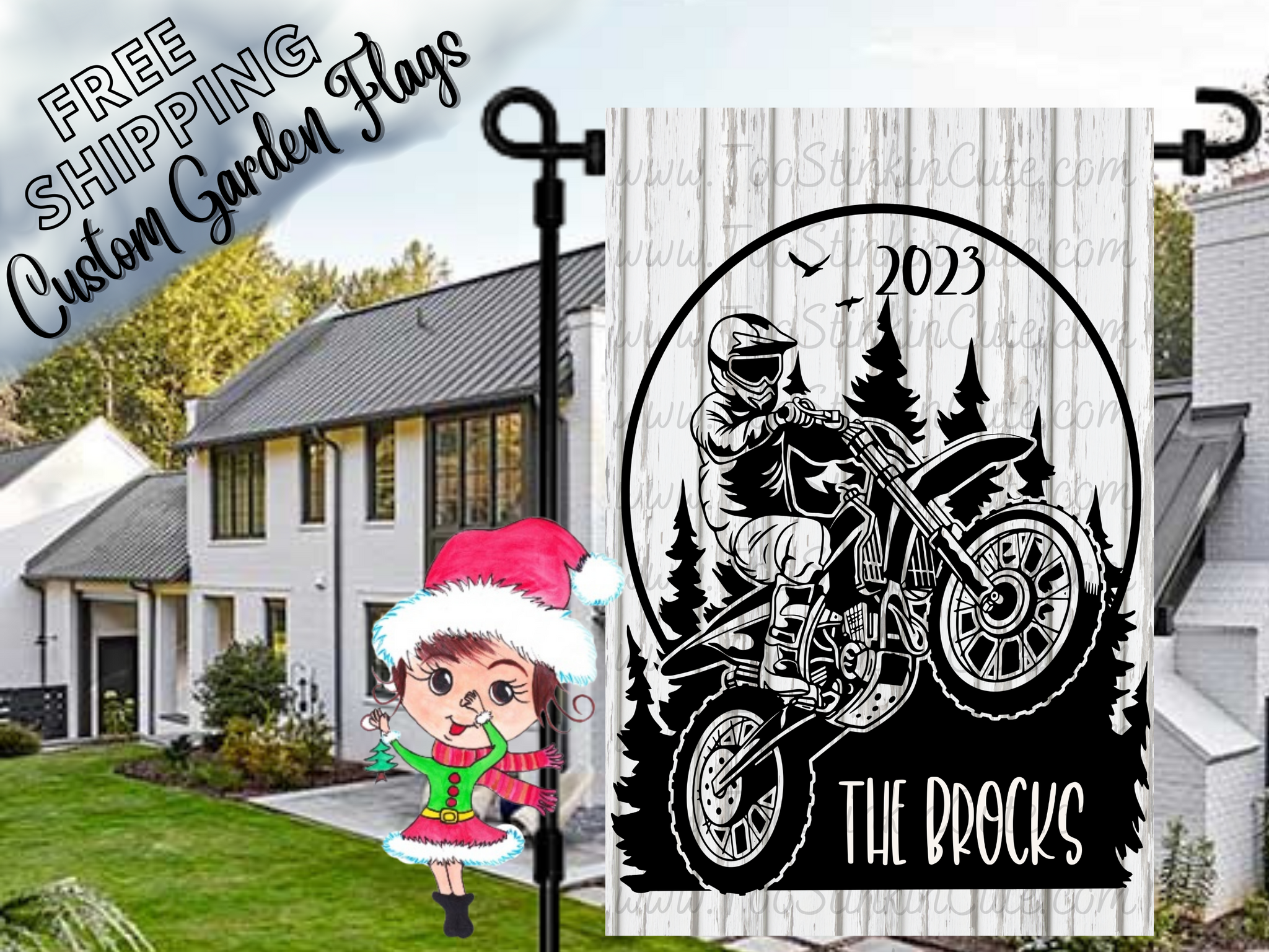 Custom Personalized Dirt Bike Flag|Racing Flag|Dirt Bike Garden Flag|Dirt Biking|Race Flag|Custom Dirt Bike Flag|Personalized Racing Flag