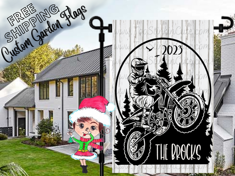 Custom Personalized Dirt Bike Flag|Racing Flag|Dirt Bike Garden Flag|Dirt Biking|Race Flag|Custom Dirt Bike Flag|Personalized Racing Flag