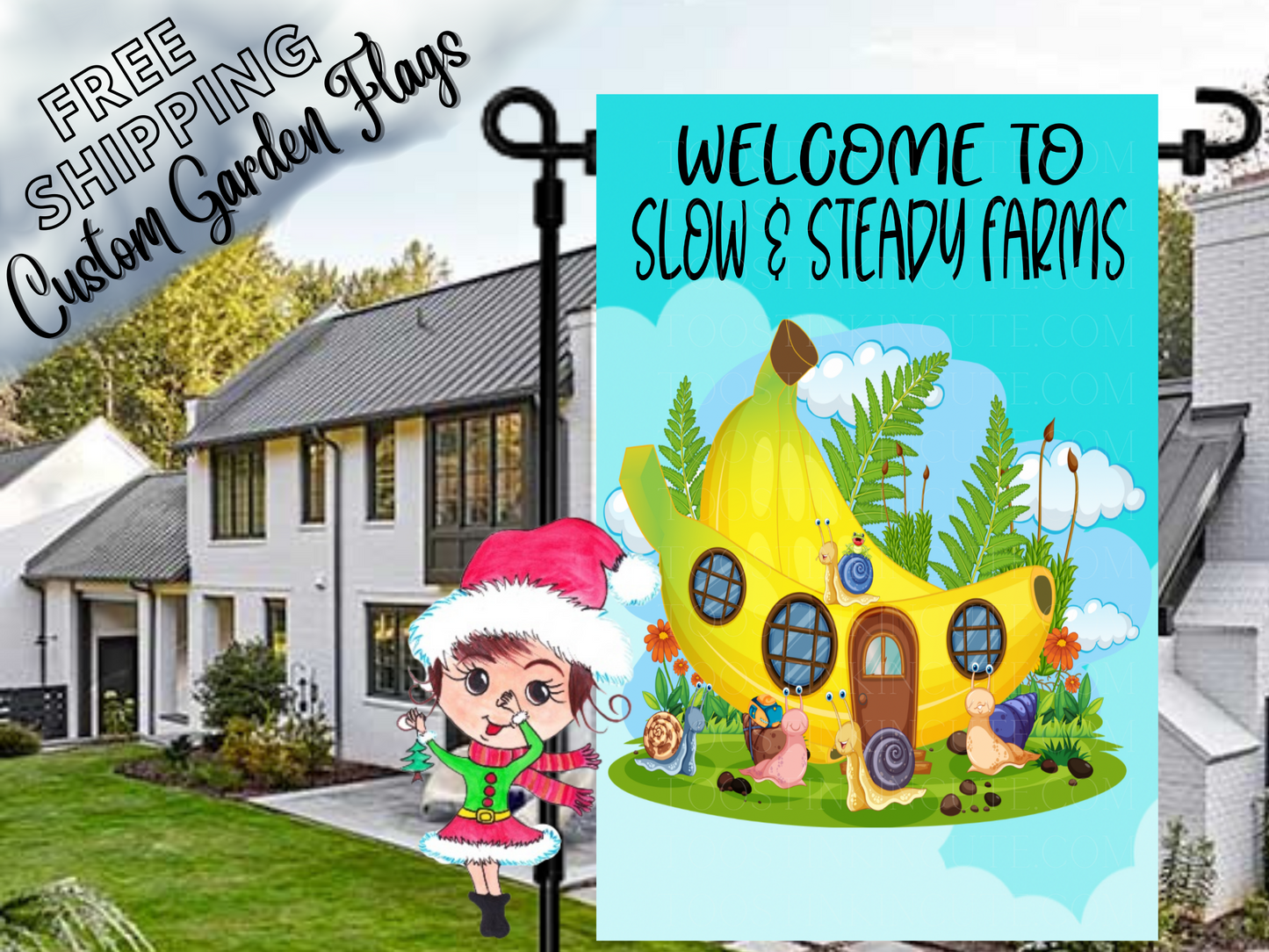 Custom Snail Garden Flag Slug Garden Flag