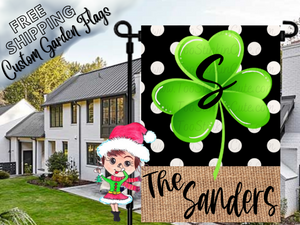 Custom Personalized St Patricks Day Flag|Polka Dot Shamrock Flag|Garden Flag St Patricks|Luck of the Irish Flag|St Pattys Day Flag|Name Flag