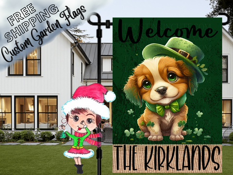 Personalized St Patricks Day Garden Flag|Pet Lover Flag|Dog Flag|Shamrock Flag|St Patricks Dog|Dog St Patricks Day Flag|Pet St Patricks Day|Yard Flag