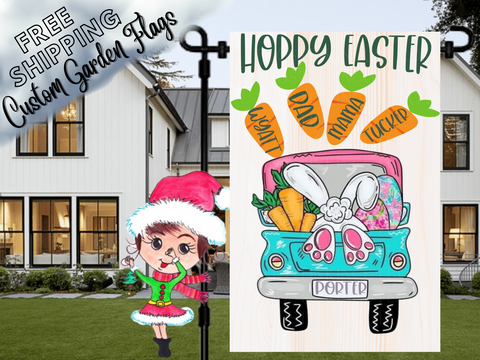 Personalized Easter Carrots Garden Flag|Custom Easter Flag|Easter Bunny Flag|Happy Easter Flag|Grandma Grandkid Flag|Easter Yard Decor