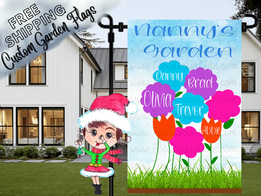 Personalized Nana's Grandkid Garden Flag|Grandma Garden Flag|Grandchildren Garden Flag|Grandkid Name Flag|Grandma's Favorites Garden Flag
