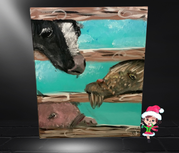 Farm Animals Hand Painted Acrylic on Canvas Artwork By Kohlie