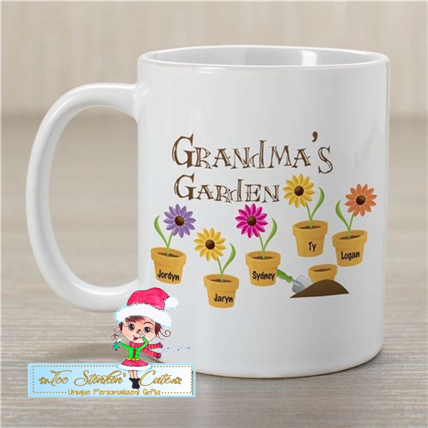 Flower Personalized Coffee Mug for Grandma