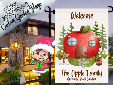 Personalized Apple Family Garden Flag|Family Garden Flag|Personalized Garden Flag|Family Flag|Personalized Flag|Mailbox Flag|Garden Decor