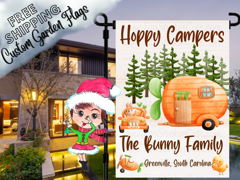 Personalized Easter Camper Garden Flag|Family Garden Flag|Easter Egg Family|Camper Garden Flag|Garden Flag Camping|Camping Family Flag
