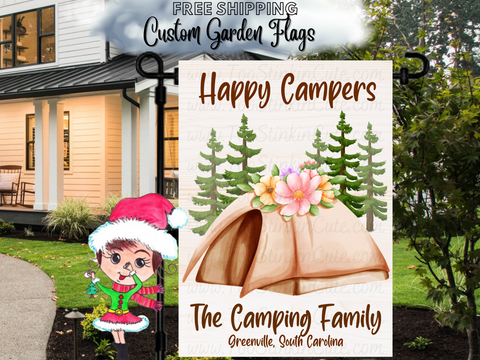 Personalized Tent Camper Garden Flag|Family Garden Flag|Camping Family|Camper Garden Flag|Garden Flag Camping|Camping Family Flag|Campsite