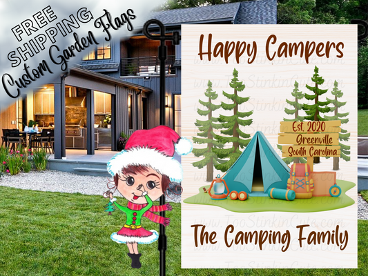 Personalized Tent Camper Garden Flag|Family Garden Flag|Camping Family|Camper Garden Flag|Garden Flag Camping|Camping Family Flag|Campsite