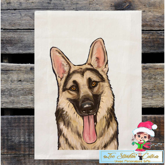 Set of 2 German Shepherd Flour Sack Towel/ Tea Towel