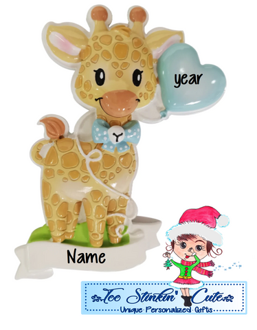 Baby Boy Giraffe Personalized Christmas Ornament|Babys First Christmas|Baby Giraffe Ornament|Baby Girl Ornament|New Baby Ornament|Baby Gift