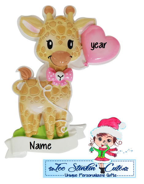 Baby Girl Giraffe Personalized Christmas Ornament|Babys First Christmas|Baby Giraffe Ornament|Baby Girl Ornament|New Baby Ornament|Baby Gift