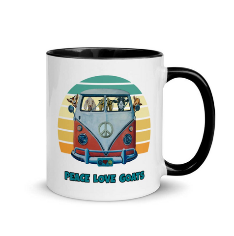 Peace Love & Goats Hippie Van Coffee Mug
