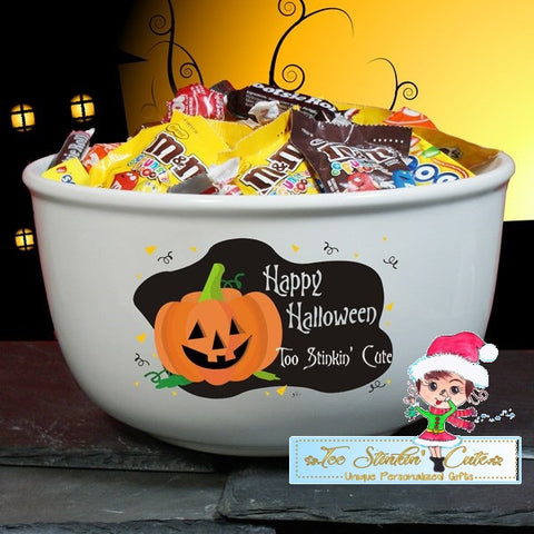 Personalized Happy Halloween Ceramic Bowl