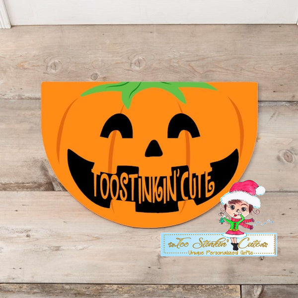 Personalized Happy Jack O'Lantern Half Round Doormat Rug