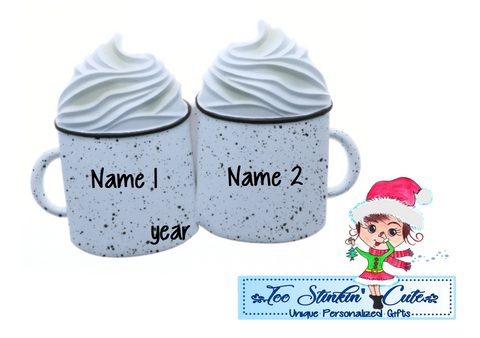 Cocoa Family of 2 Personalized Christmas Ornament|Hot Chocolate Ornament|Coffee Ornament|Marshmallow Ornament|Family of 2|Family Ornament