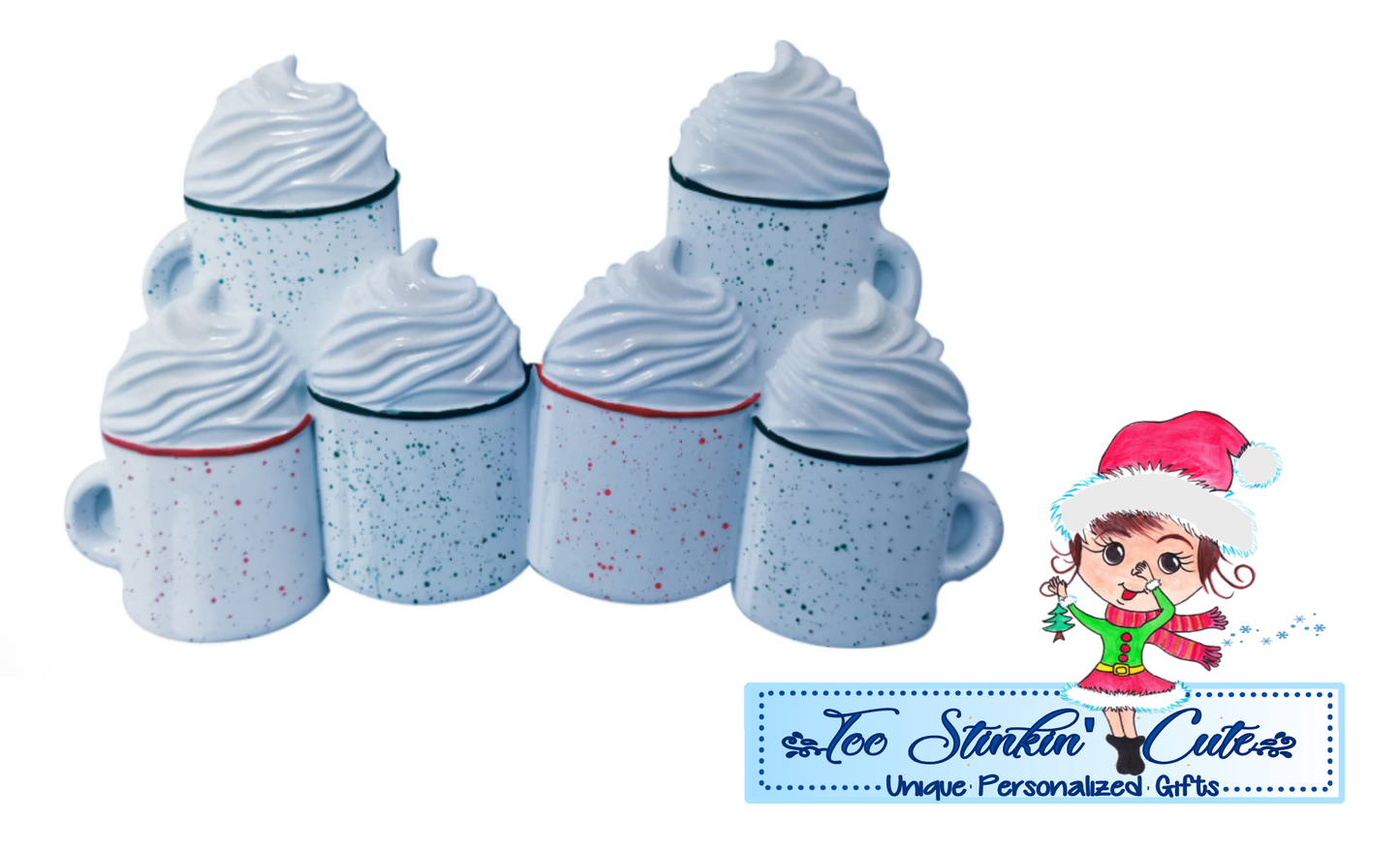 Cocoa Family of 6 Personalized Christmas Ornament|Hot Chocolate Ornament|Coffee Ornament|Marshmallow Ornament|Family of 6|Family Ornament