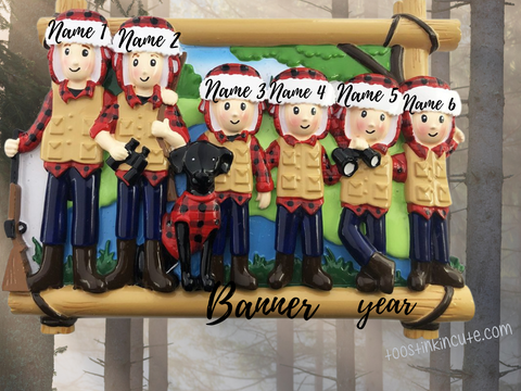Hunting Family of 6 Personalized Christmas Ornament