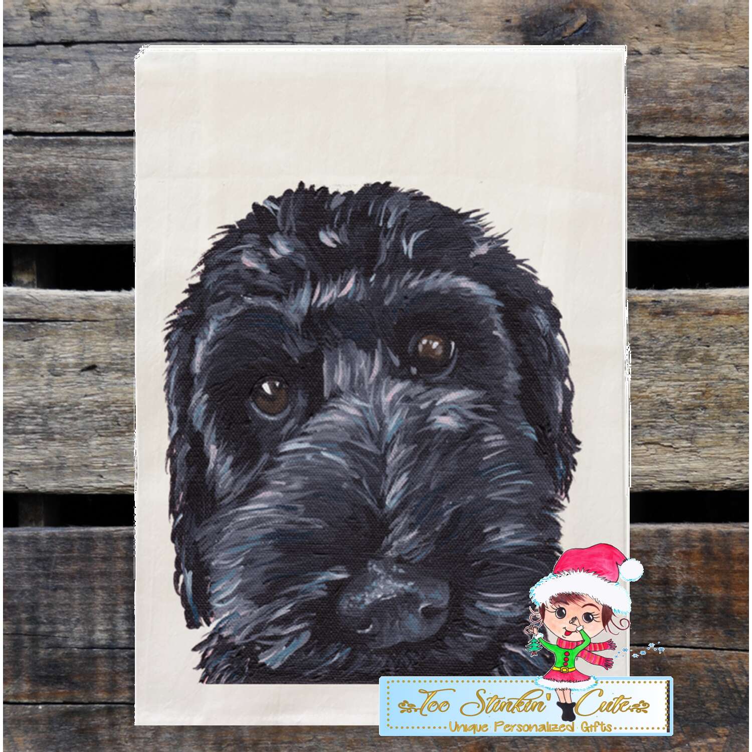 Set of 2 Labra Doodle Dog Flour Sack Towel/ Tea Towel