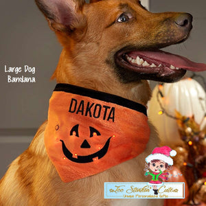 Personalized Halloween Dog Bandana Light Up LED Pumpkin