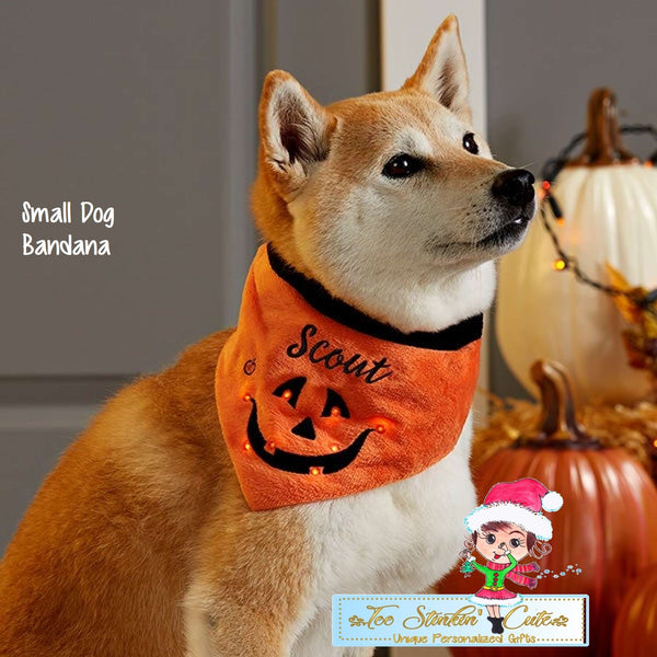 Personalized Halloween Dog Bandana Light Up LED Pumpkin