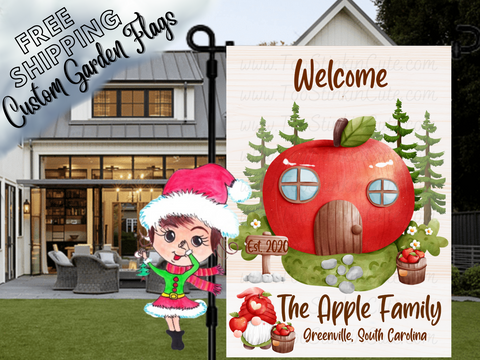 Personalized Apple Family Garden Flag|Family Garden Flag|Personalized Garden Flag|Family Flag|Personalized Flag|Mailbox Flag|Garden Decor