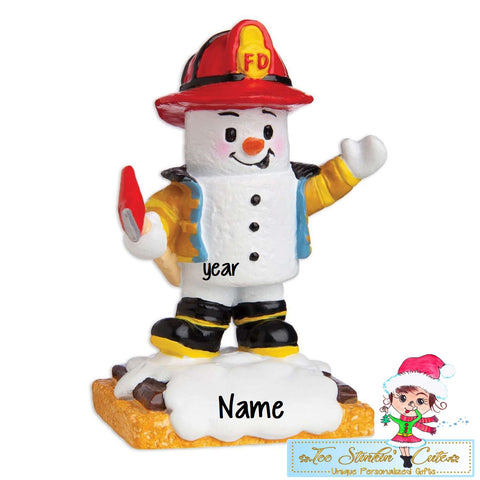 Marshmallow Fireman Personalized Christmas Ornament