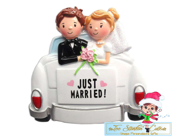 Just Married Car Couple Personalized Christmas Ornament