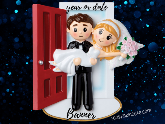 Just Married Wedding Couple Personalized Christmas Ornament Groom Carrying Bride