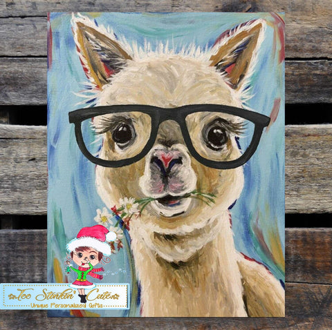 Alpaca with Glasses Tin Sign