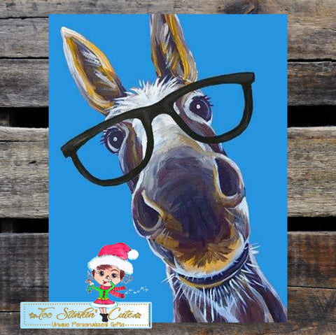 Donkey with Glasses Tin Sign