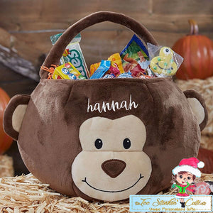 Plush Monkey Personalized Halloween Trick or Treat Basket