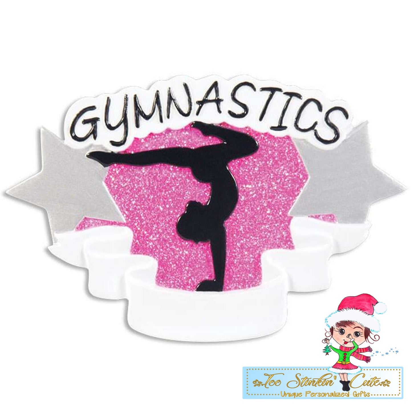 Pink Glitter Gymnastics Girl Gymnast Personalized Christmas Ornament