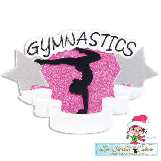Pink Glitter Gymnastics Girl Gymnast Personalized Christmas Ornament