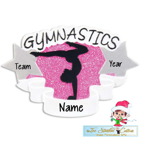 Pink Glitter Gymnastics Girl Gymnast Personalized Christmas Ornament