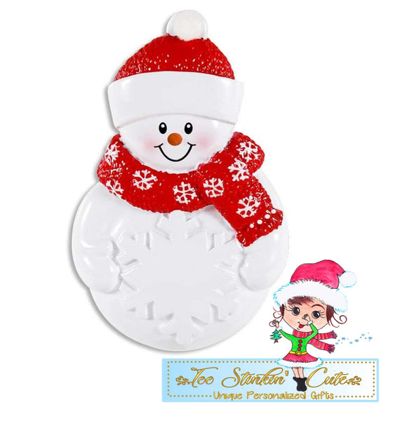 Personalized Christmas Ornament Snowman with Snowflake /Children Kids Single Individual + Free Shipping!
