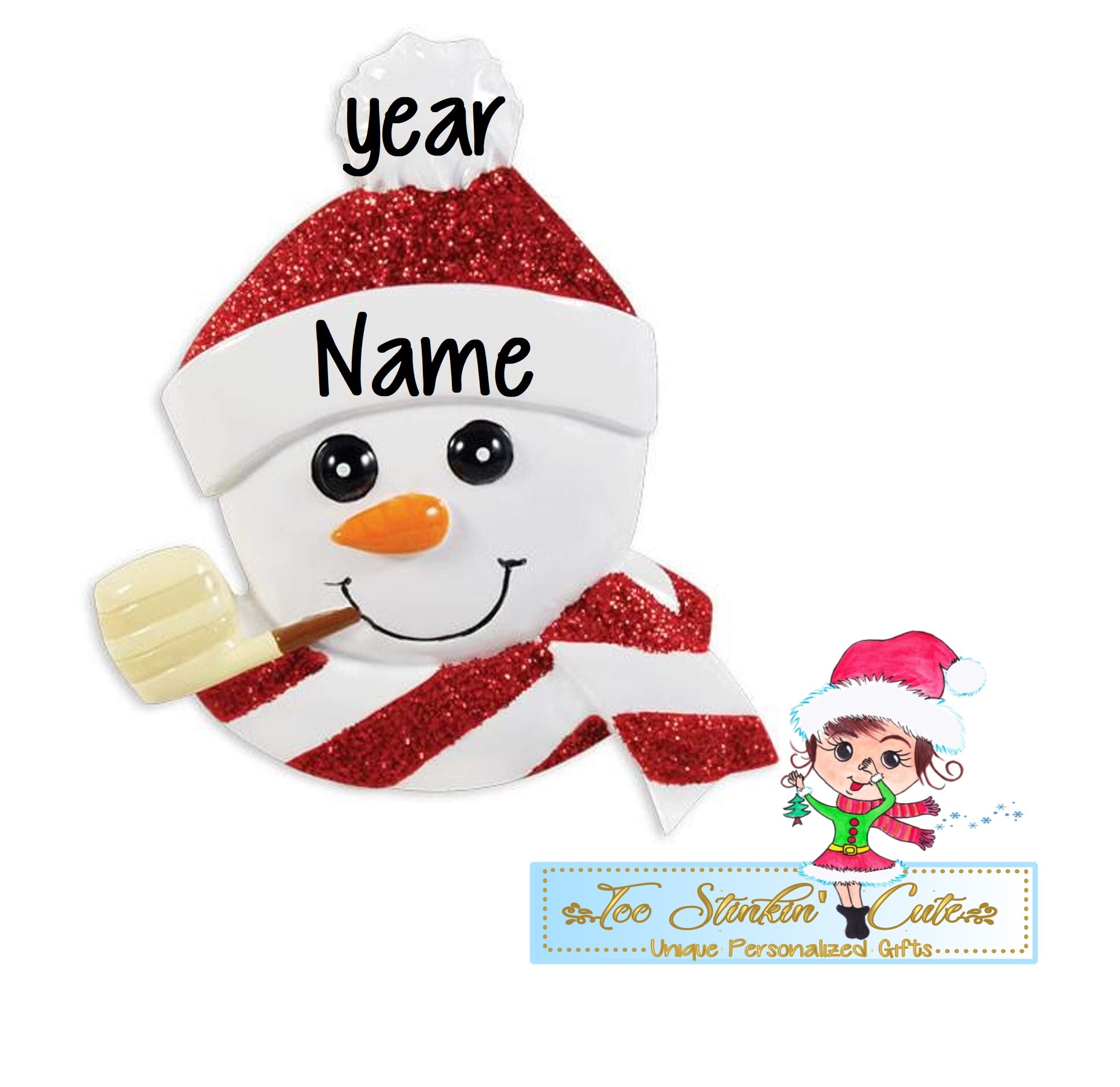 Personalized Christmas Ornament Snowman Face/Children Kids Single Individual + Free Shipping!