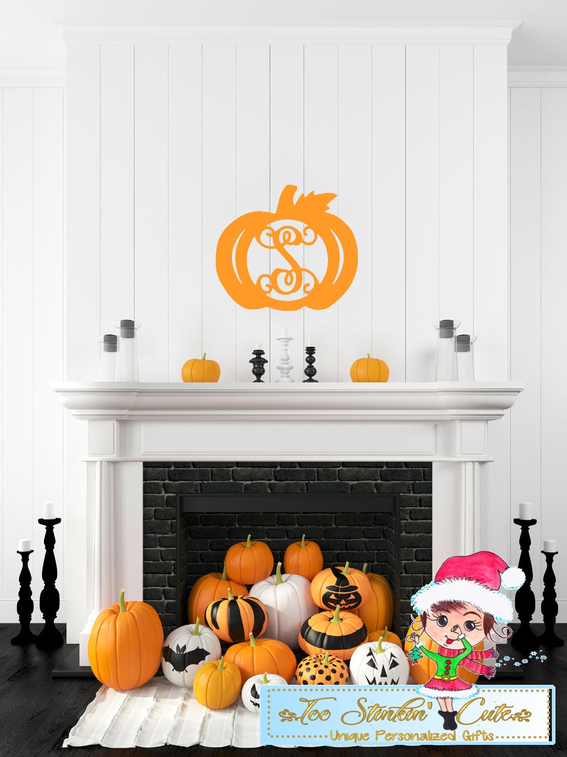 Unfinished Pumpkin Monogram Birch Wood Decor 20" L x 18" H