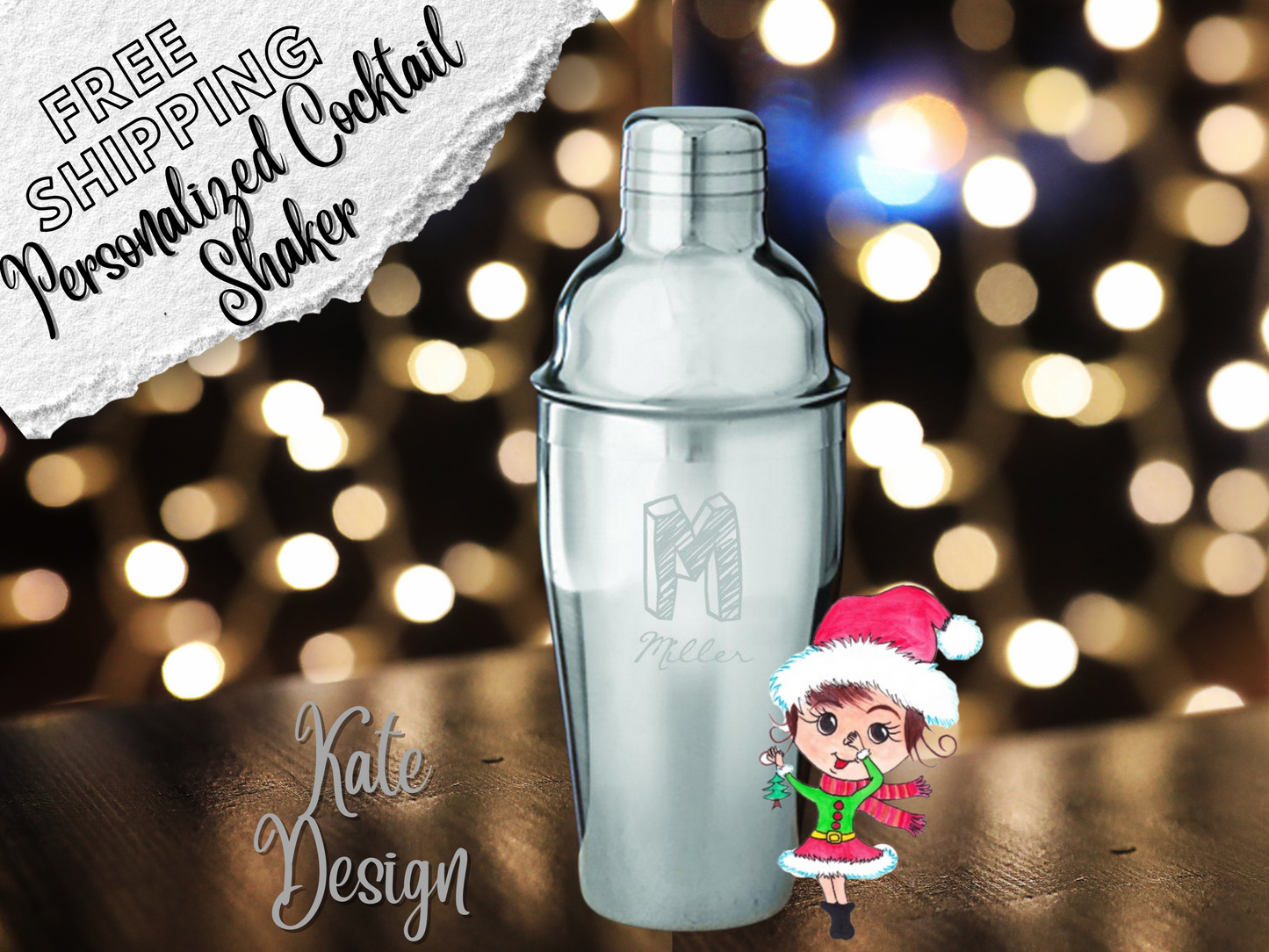 16oz Cocktail Shaker Personalized Stainless Steel