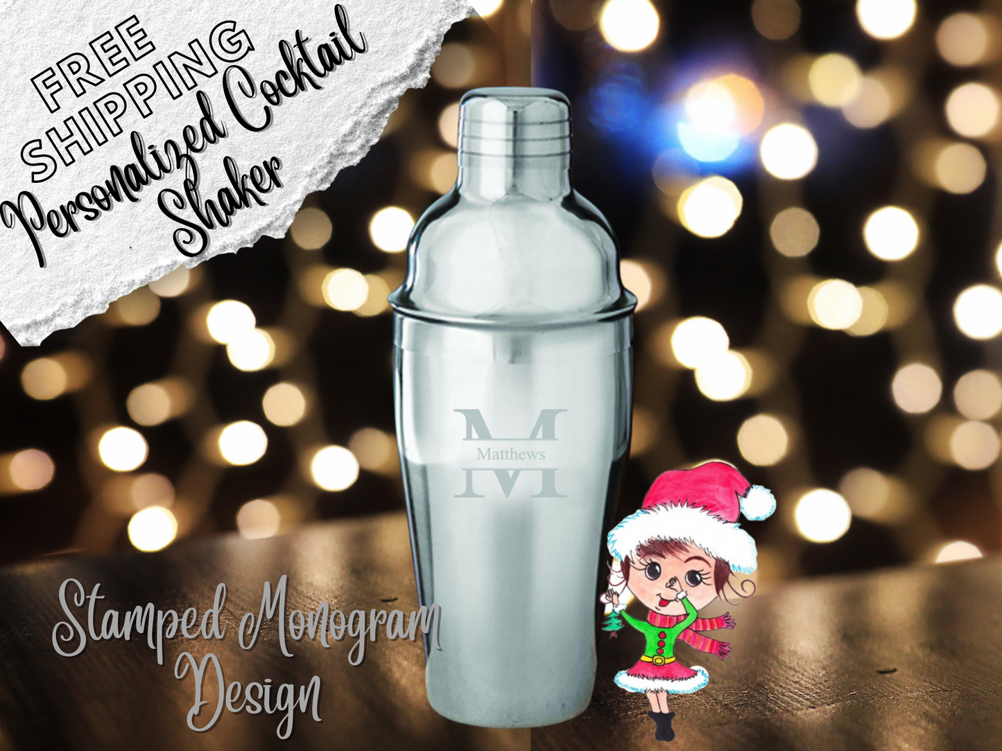 16oz Cocktail Shaker Personalized Stainless Steel