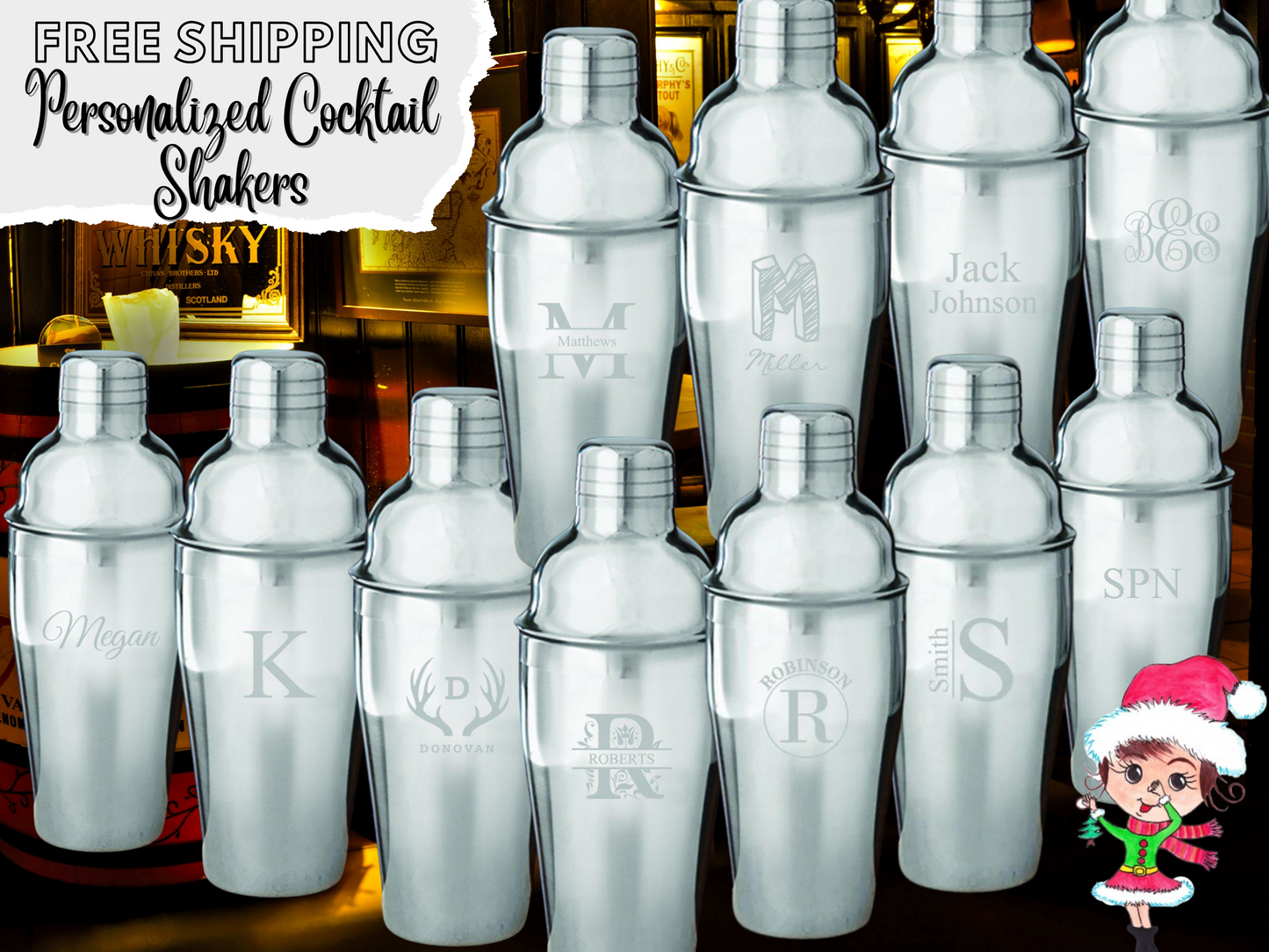 16oz Cocktail Shaker Personalized Stainless Steel