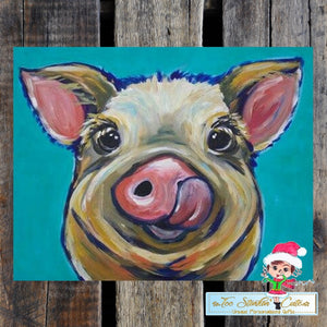 Pig Licking Tin Sign
